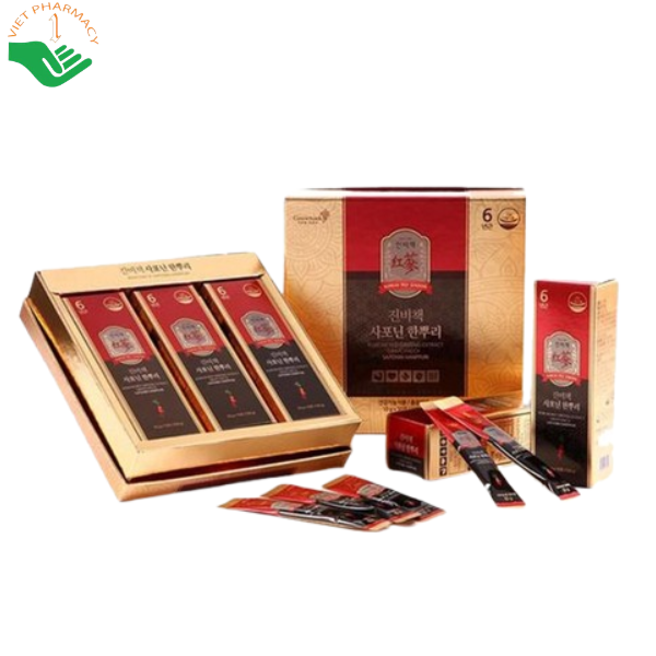 Nước cốt hồng sâm Saponin Hanppuri BTGin tăng cường sức đề kháng, hỗ trợ lưu thông khí huyết (Hộp 30 gói x10g)