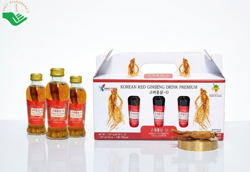 Nước hồng sâm có củ Kang'sfood tăng cường hệ miễn dịch, hỗ trợ tuần hoàn máu (Hộp 10 chai x 120ml)