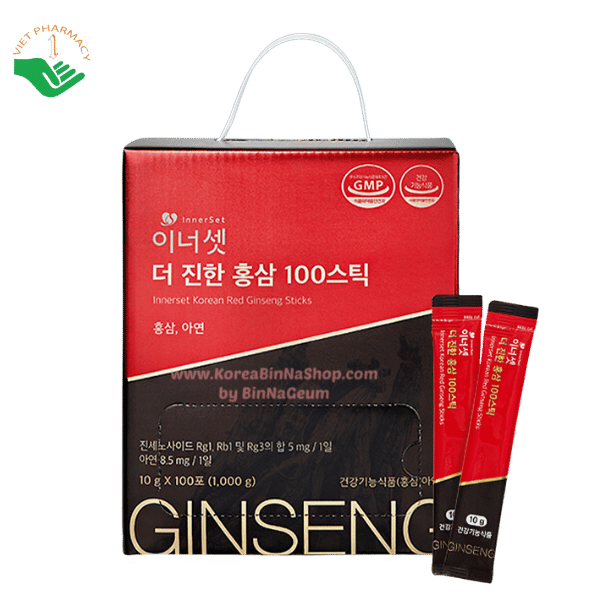 Nước hồng sâm Hàn Quốc Korean Red Ginseng Sticks Innerset bồi bổ cơ thể, tăng sức đề kháng hộp 100 gói