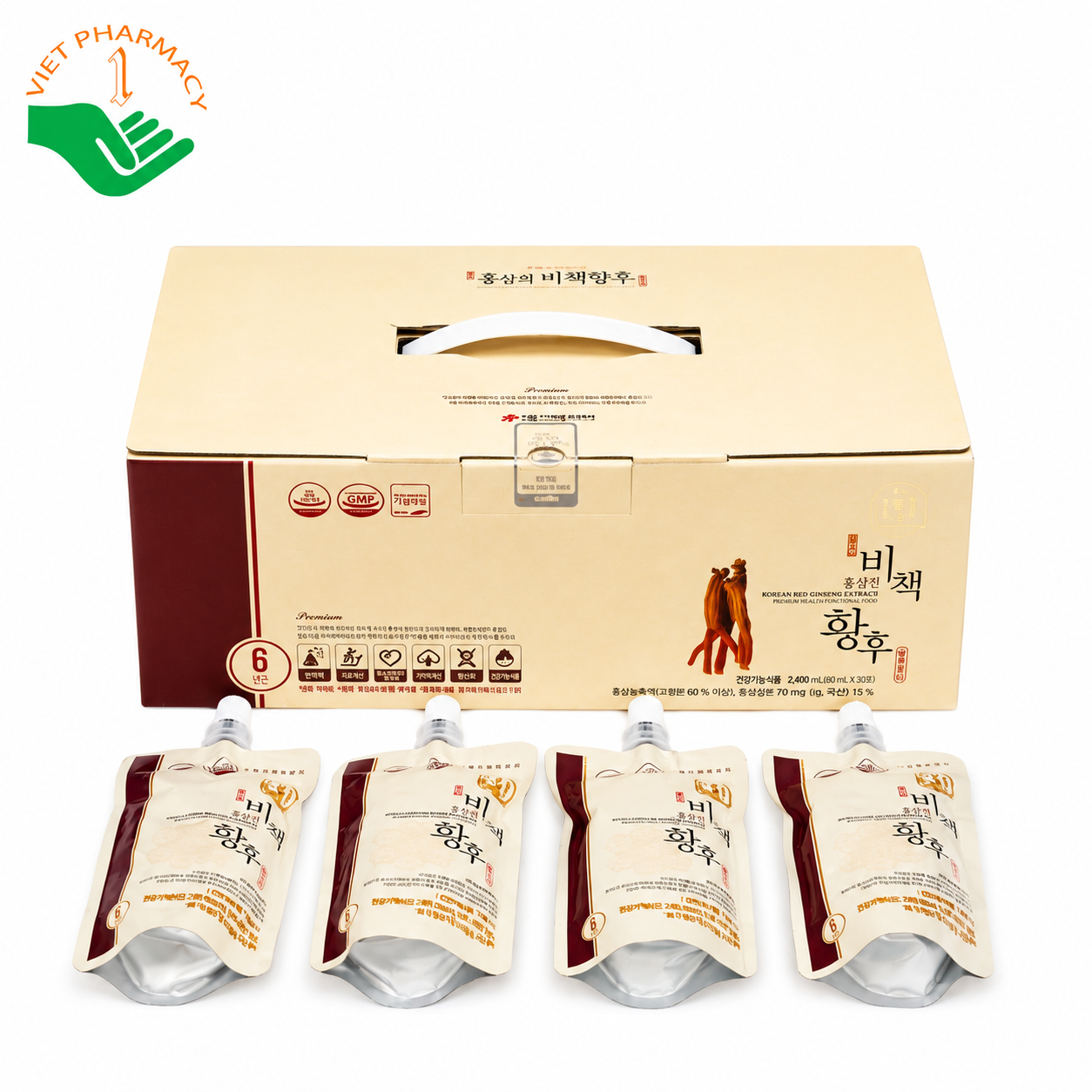 Nước hồng sâm Hongsamjin Bichaek Hwanghu Korean Red Ginseng Extract Daedong hỗ trợ bồi bổ sức khỏe, tăng cường sức đề kháng 120ml x 20 túi