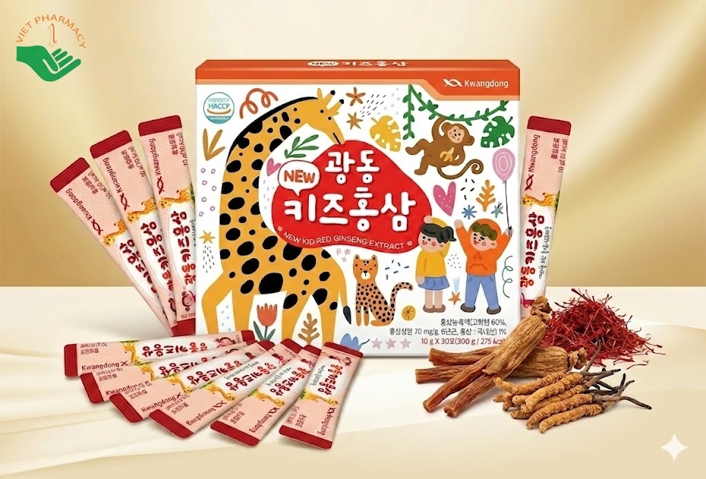 Nước hồng sâm hươu cao cổ Baby Kwangdong hỗ trợ tăng đề kháng và phát triển chiều cao hộp 30 gói x 10g