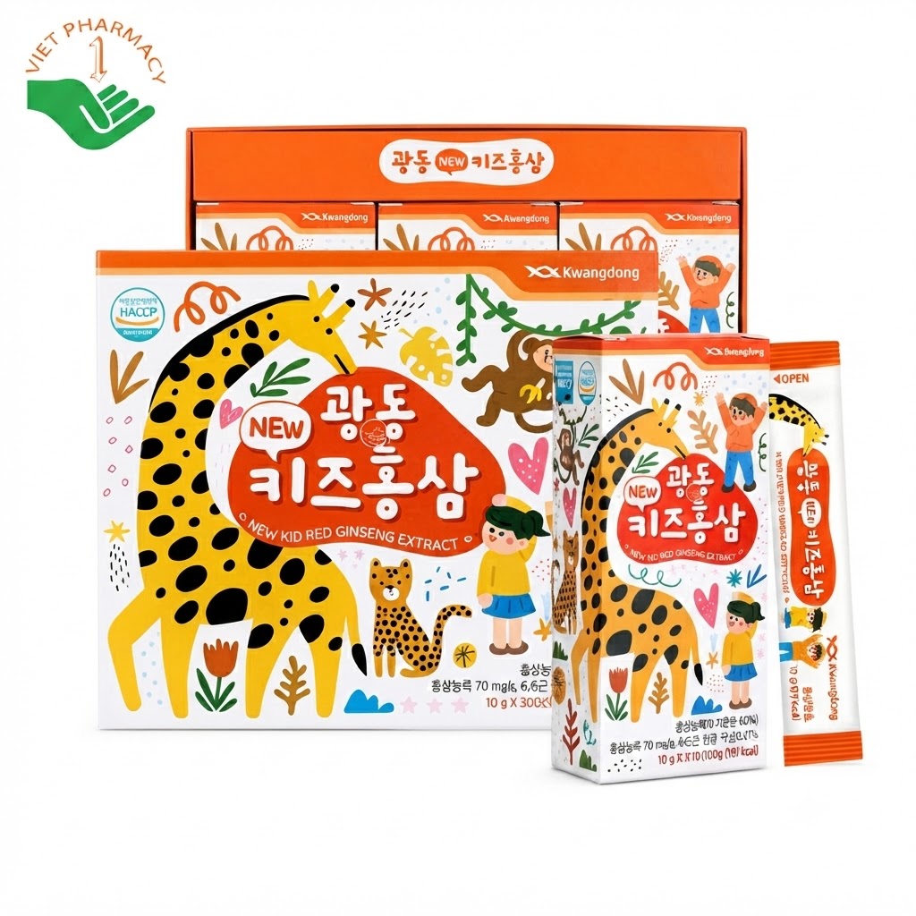 Nước hồng sâm hươu cao cổ Baby Kwangdong hỗ trợ tăng đề kháng và phát triển chiều cao hộp 30 gói x 10g
