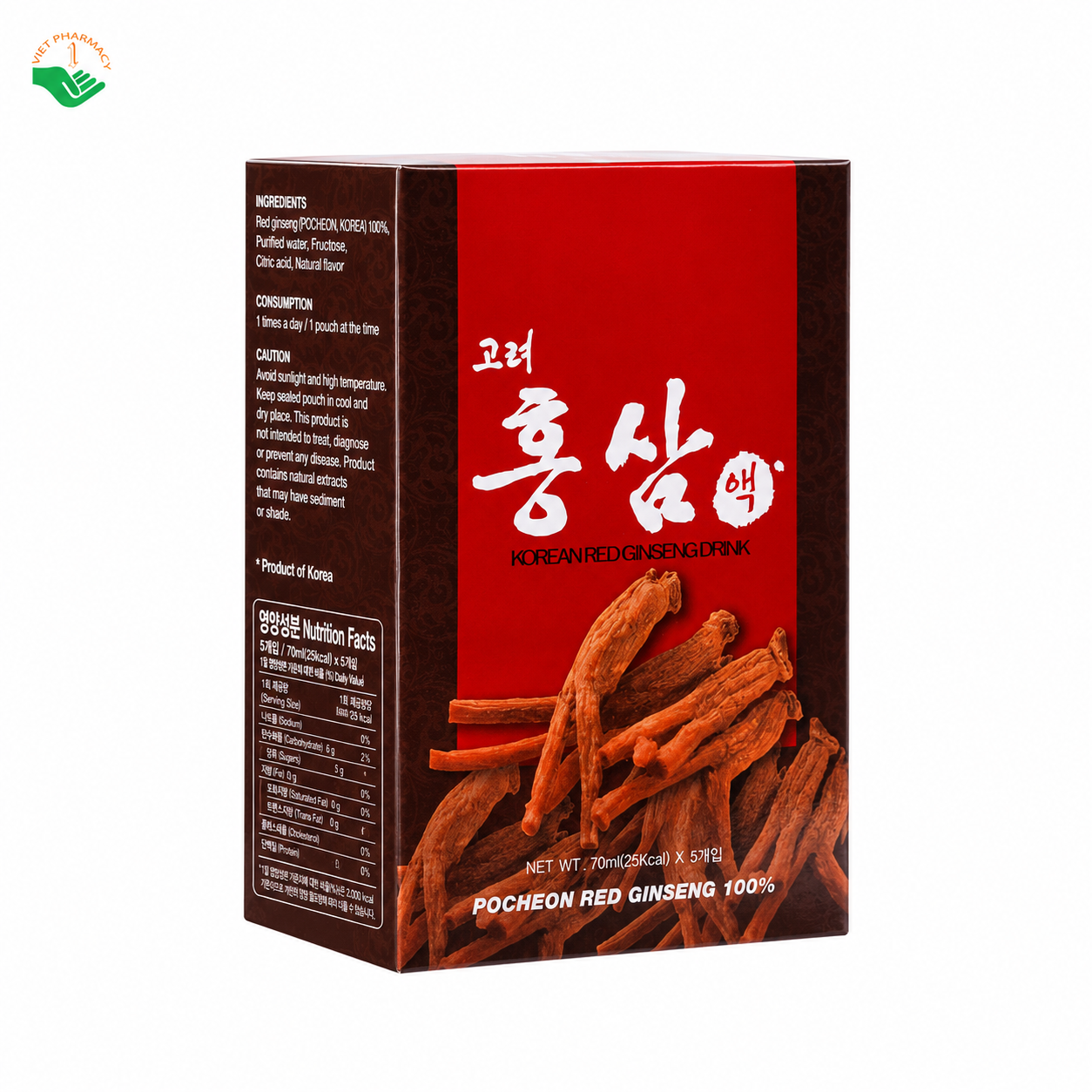 Nước hồng sâm Pocheon Korean Red Ginseng Drink phục hồi sức khỏe, giảm mệt mỏi, tăng cường trí nhớ hộp 30 gói x 70ml