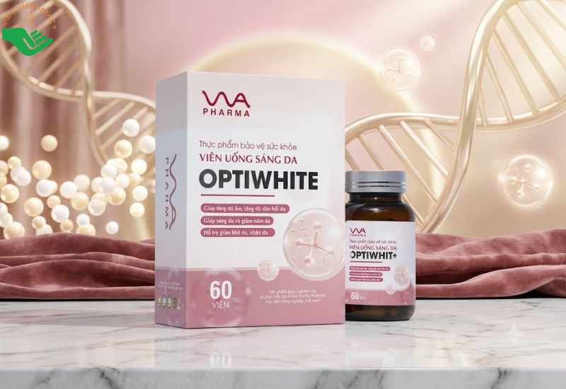 OptiWhite Vnua Pharma hỗ trợ độ ẩm, giúp sáng da, giảm thâm, nám, sạm da  (Hộp 60 viên)