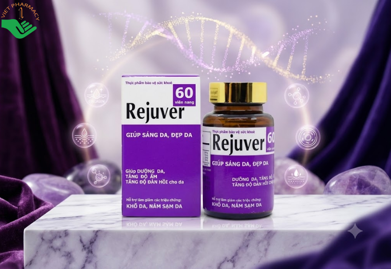 Rejuver Uphace giúp da sáng đẹp, cấp ẩm và giảm khô, nám, sạm da (Hộp 60 viên) 