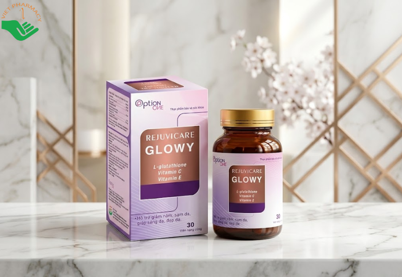 Rejuvicare Glowy Option One hỗ trợ sáng da, làm giảm nám, sạm và nhăn da (Hộp 30 viên)