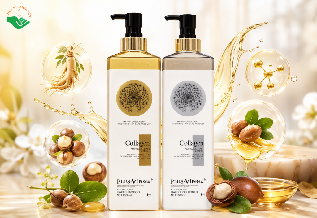 Combo gội xả Collagen Absolute Hair Appeal Plus Vinge kích thích mọc tóc, khắc phục khô xơ, gãy rụng 