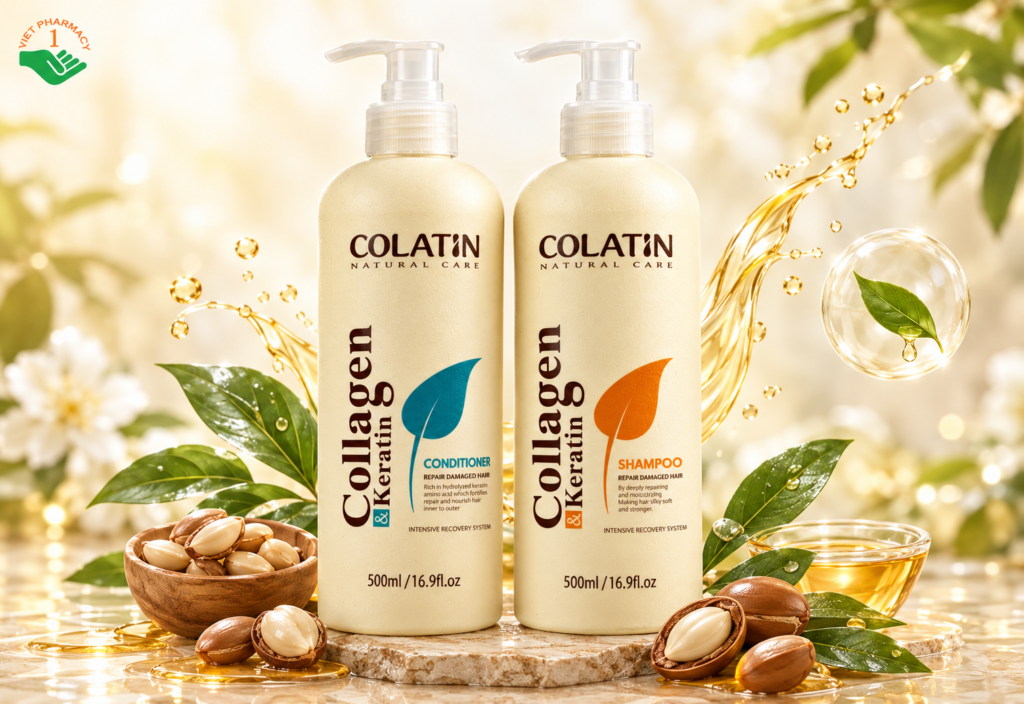 Bộ gội, xả Hair Salon Argan Oil Collagen Complex Olexrs hỗ trợ mọc tóc và chống khô xơ
