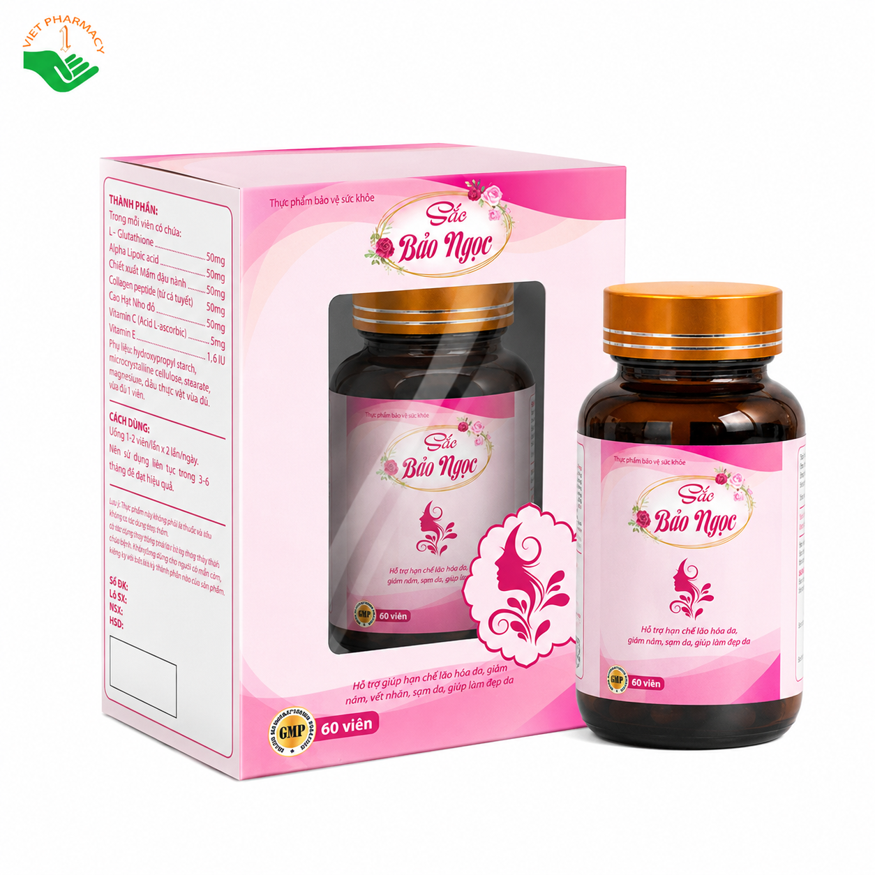 Sắc Bảo Ngọc hỗ trợ điều hòa nội tiết tố nữ, trị nám sáng da (Hộp 60 viên)