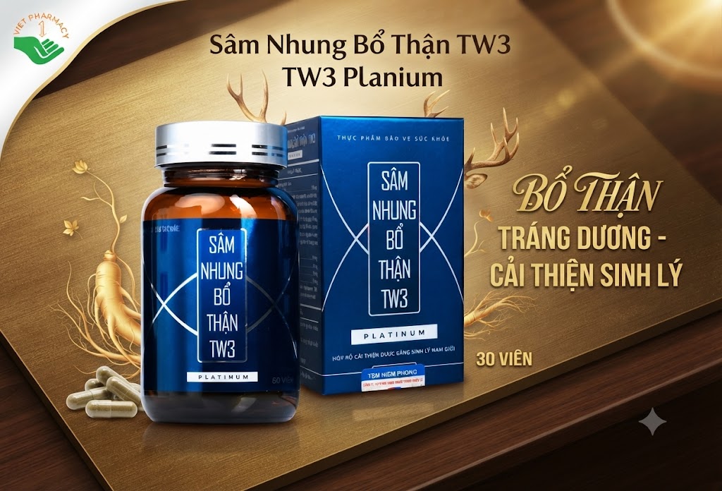 Sâm Nhung Bổ Thận TW3 Planium hỗ trợ bổ thận tráng dương, cải thiện chức năng sinh lý nam giới hộp 30 viên