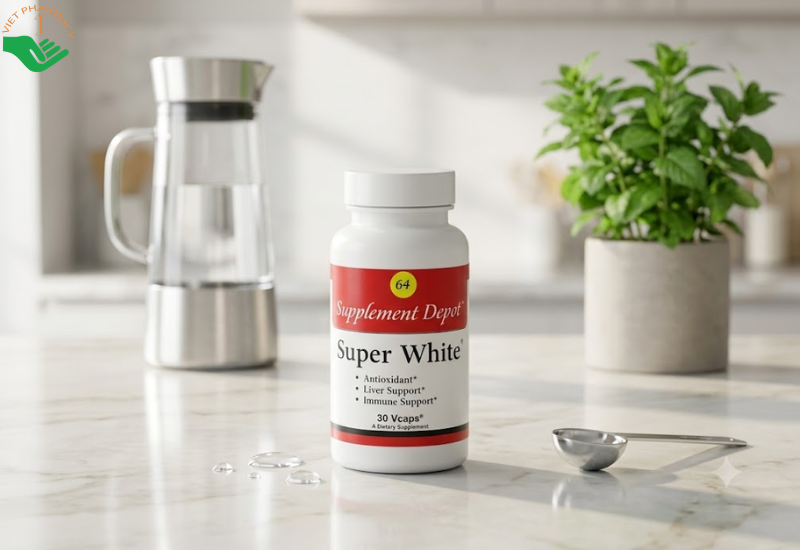 Super White số 64 Supplement Depot hỗ trợ làm sáng da, giúp bảo vệ gan (Hộp 30 viên)