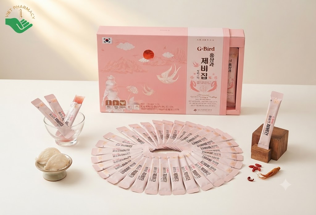 Thạch hồng sâm yến sào G-BIRD Daedong nâng cao sức khỏe, cải thiện sức đề kháng hộp 30 gói x 20g