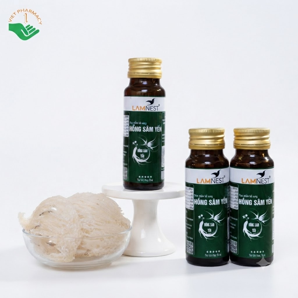 Thực phẩm bổ sung Hồng Sâm Yến Lamnest hỗ trợ bồi bổ sức khoẻ, tăng cường sức khoẻ hộp 5 lọ x 50ml