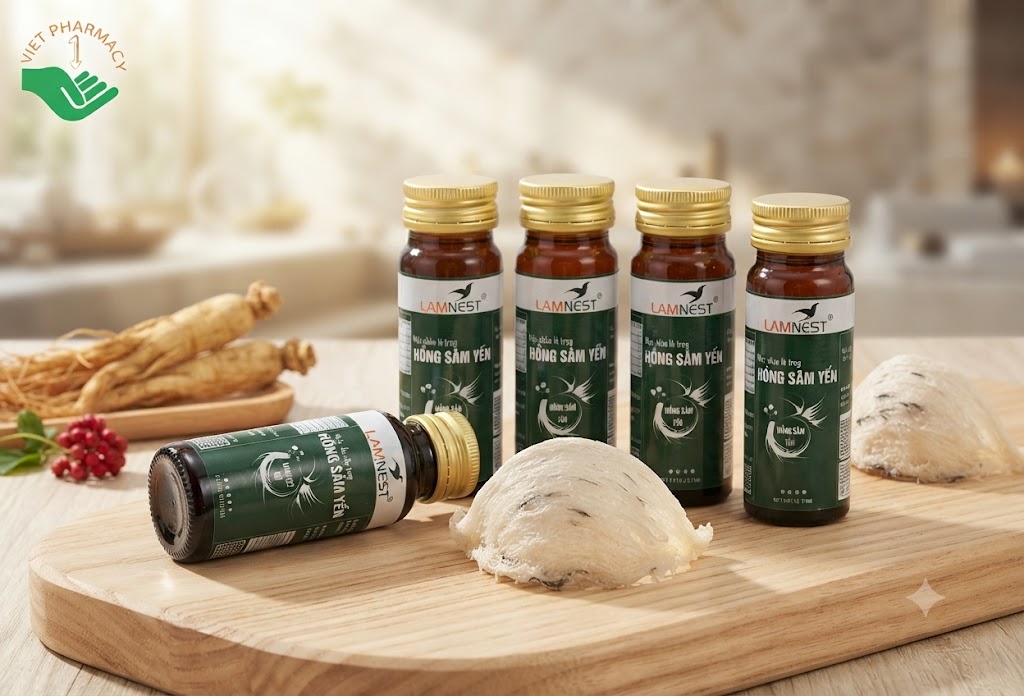 Thực phẩm bổ sung Hồng Sâm Yến Lamnest hỗ trợ bồi bổ sức khoẻ, tăng cường sức khoẻ hộp 5 lọ x 50ml