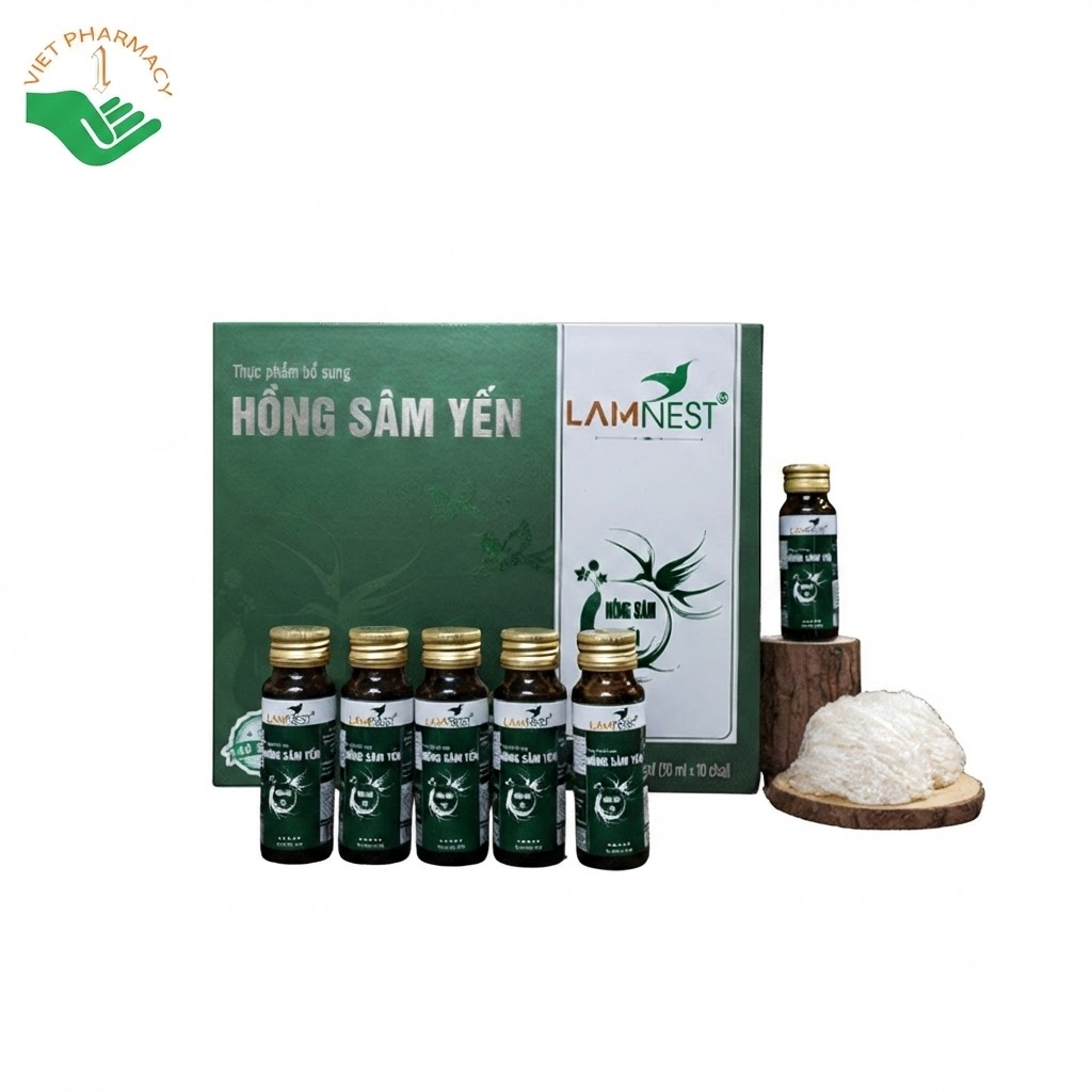 Thực phẩm bổ sung Hồng Sâm Yến Lamnest hỗ trợ bồi bổ sức khoẻ, tăng cường sức khoẻ hộp 5 lọ x 50ml
