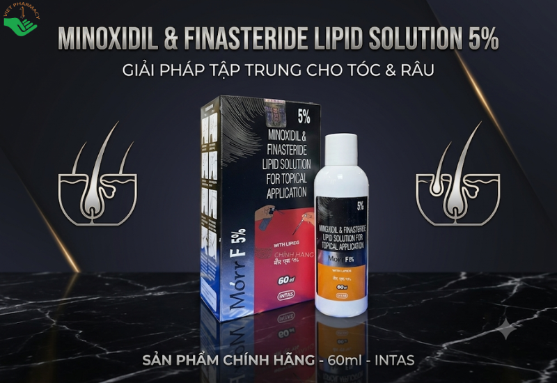 Thuốc mọc tóc Minoxidil 5% và Finasteride 0,1% Morr F5 kích thích mọc tóc và ngăn ngừa rụng tóc (Chai 60ml)