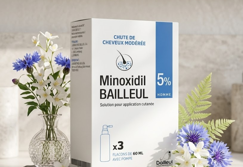 Dung dịch xịt hỗ trợ mọc tóc và ngăn ngừa rụng tóc Minoxidil Bailleul 5% (Hộp 3 chai x 60ml)