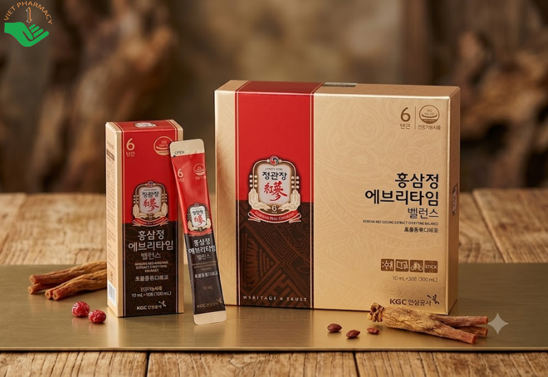 Tinh chất hồng sâm pha sẵn Extract Everytime Balance Jung Kwan Jang tăng cường sức đề kháng, cải thiện lưu thông máu, chống lão hóa (Hộp 30 gói x 10ml)