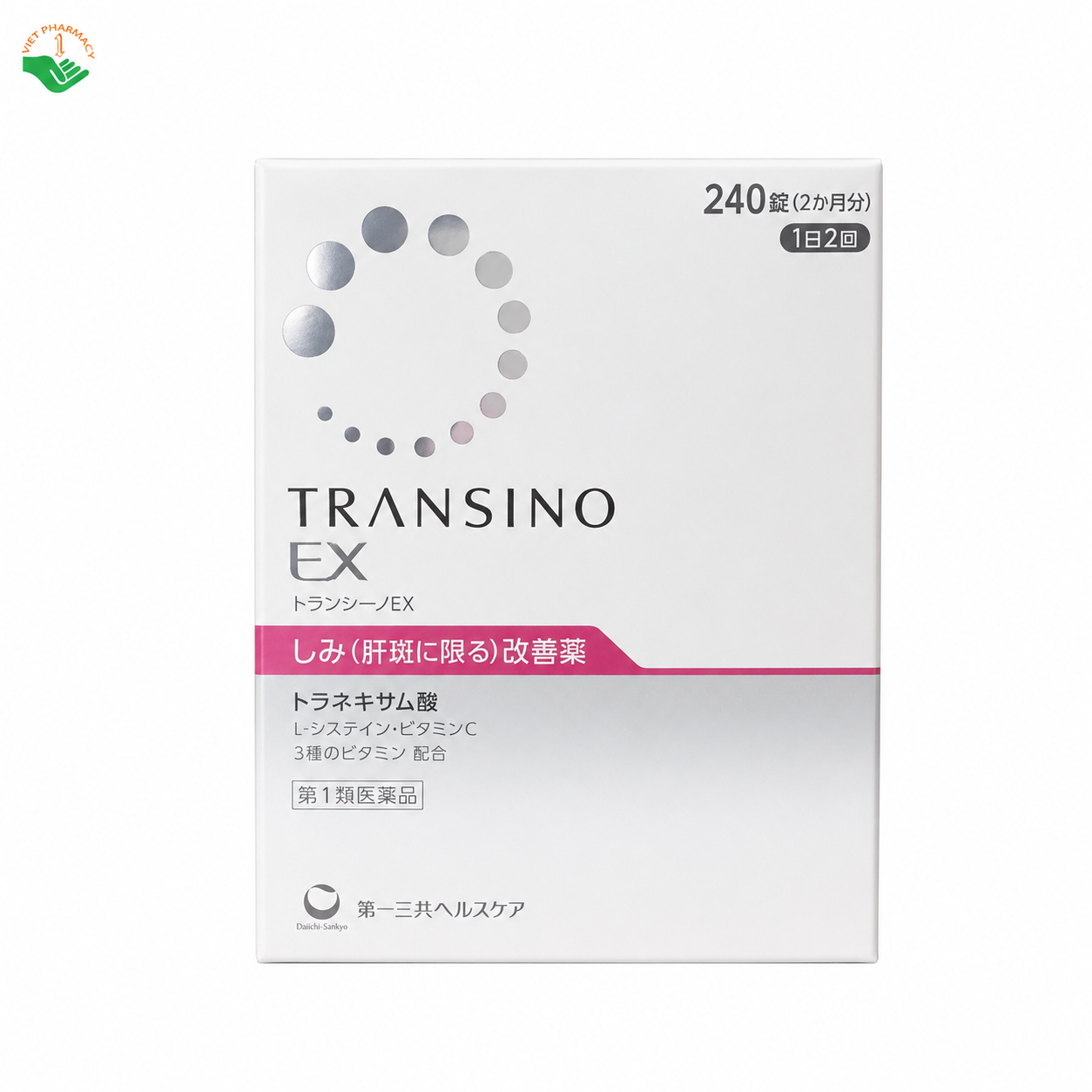 Transino Whitening EX điều trị nám, tàn nhang giúp da sáng đều (Hộp 240 viên)