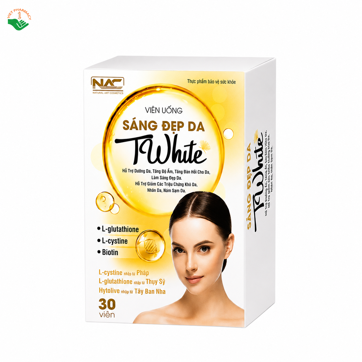 Twhite NAC hỗ trợ dưỡng trắng da, tăng độ đàn hồi, giảm sạm nám da (Hộp 30 viên)