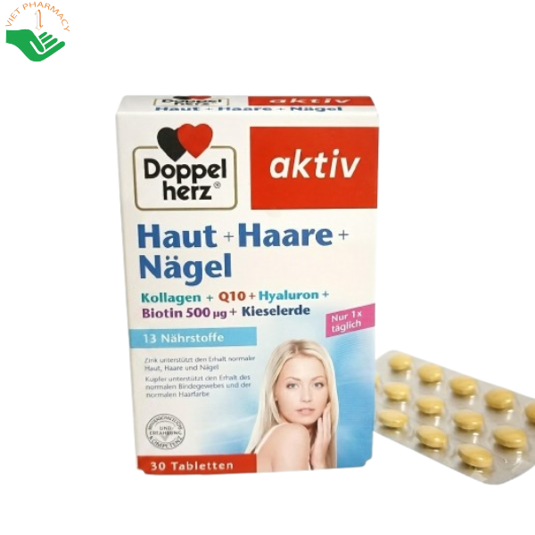 Viên uống Haut Haare Nagel Doppelherz hỗ trợ duy trì tóc bóng mượt, móng chắc khỏe và làn da tươi trẻ (Hộp 30 viên)