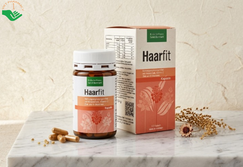 Viên uống hỗ trợ tóc Haarfit Kapseln Sanct Bernhard giúp giảm tóc gãy rụng, nuôi dưỡng tóc chắc khỏe (Hộp 120 viên)