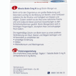 Viên uống mọc tóc Mivolis Biotin 5 mg N (Hộp 60 viên)