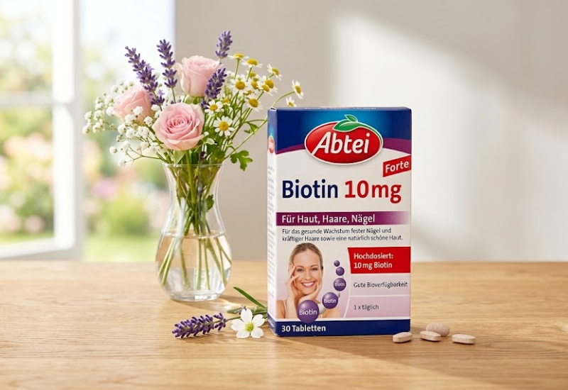 Viên uống mọc tóc và đẹp da Abtei Biotin 10 mg Abtei (Hộp 30 viên)