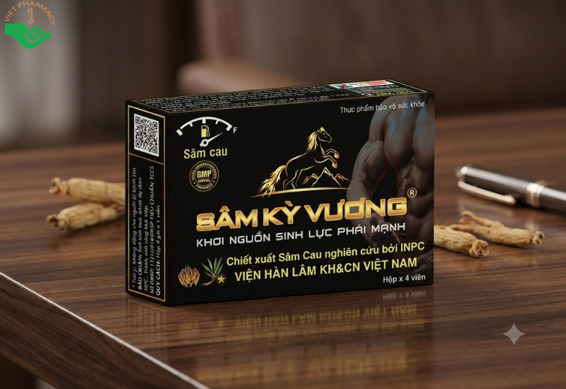 Viên uống tăng cường sinh lực nam Sâm Kỳ Vương hỗ trợ bổ thận tráng dương, tăng cường sức khỏe gân cốt (Hộp 4 viên)