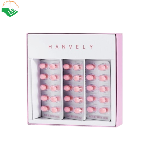 Viên uống trắng da Hàn Quốc Nature White Diary Hanvely giúp hạn chế lão hóa da (Hộp 3 vỉ x 10 viên)