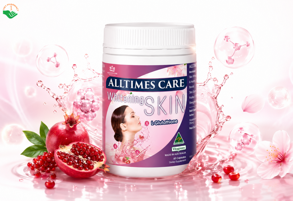 Whitening Skin Alltimes Care cải thiện độ đàn hồi, hỗ trợ chống oxy hóa (Hộp 60 viên)