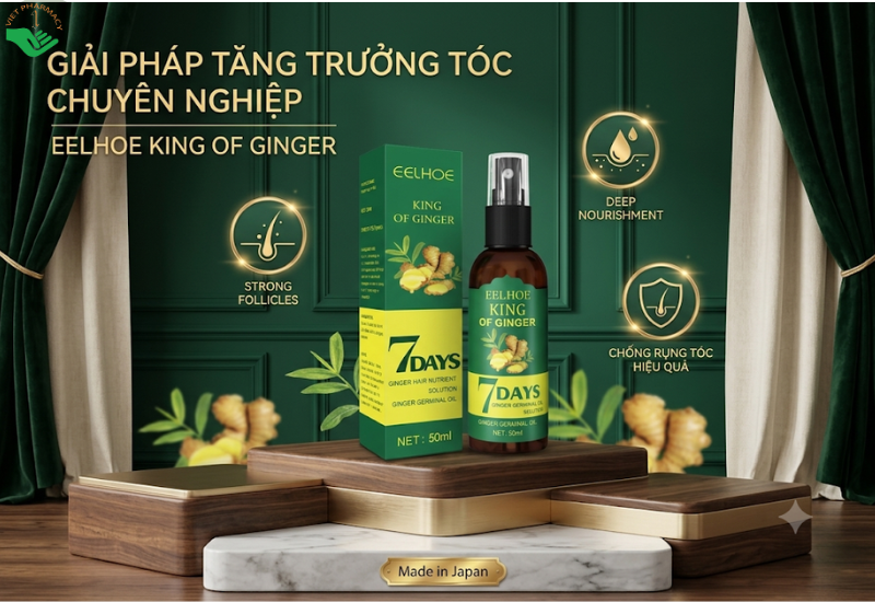 Xịt mọc tóc 7 ngày King Of Ginger Eelhoe kích thích mọc tóc và giảm gãy rụng (Chai 30ml)