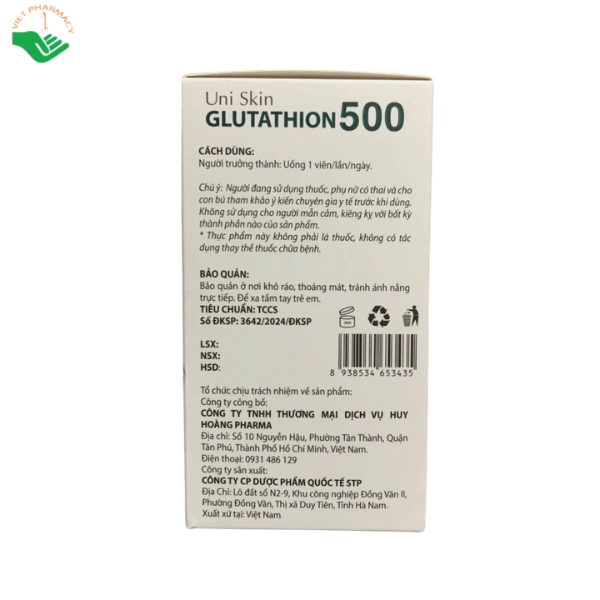 Vien-uong-Uni-Skin-Glutathion-500-Ho-tro-cai-thien-tinh-trang-da-Hop-30-vien