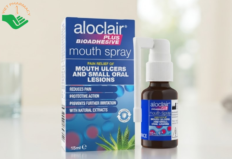 Chai xịt Aloclair Plus Spray Alliance hỗ trợ bảo vệ niêm mạc miệng, làm dịu và hỗ trợ lành các vết loét trong khoang miệng (Lọ 15ml)
