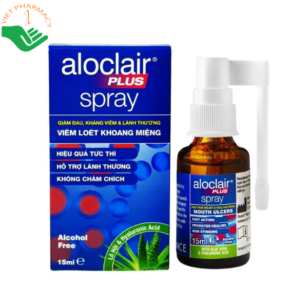 Chai xịt Aloclair Plus Spray Alliance hỗ trợ bảo vệ niêm mạc miệng, làm dịu và hỗ trợ lành các vết loét trong khoang miệng (Lọ 15ml)
