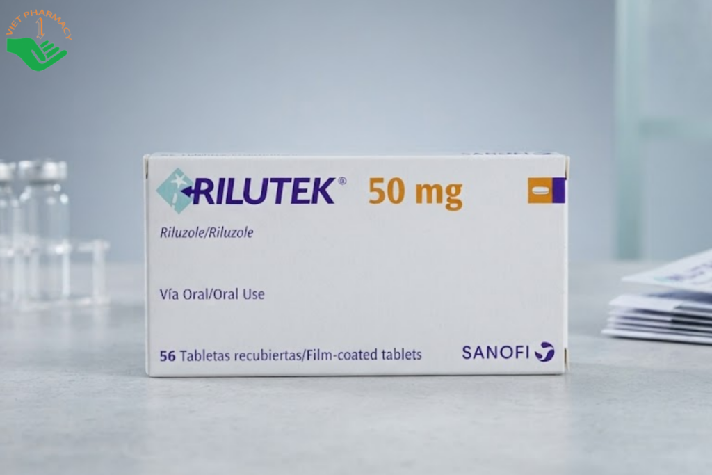 Thuốc Rilutek 50mg Sanofi điều trị xơ cứng teo cơ một bên (Hộp 4 vỉ x 14 viên)