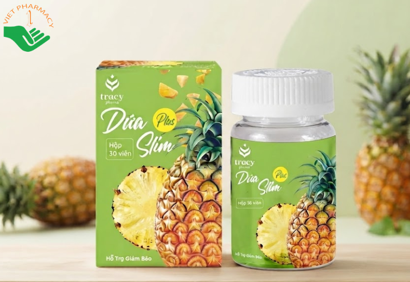 Viên uống Dứa SLIM PLUS Tracy Pharma hỗ trợ giảm cân và duy trì vóc dáng (Hộp 30 viên)
