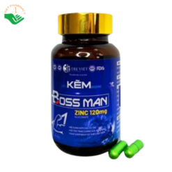 Viên uống bổ sung kẽm Boss Man Tre Việt hỗ trợ tăng sức đề kháng (Hộp 3 lọ x 30 viên)