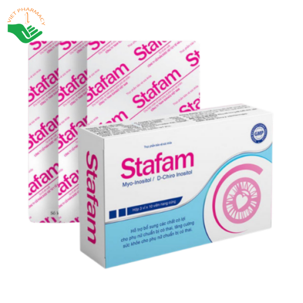 Viên uống bổ trứng Stafam tăng khả năng thụ thai cho nữ giới (Hộp 3 vỉ x 10 viên)