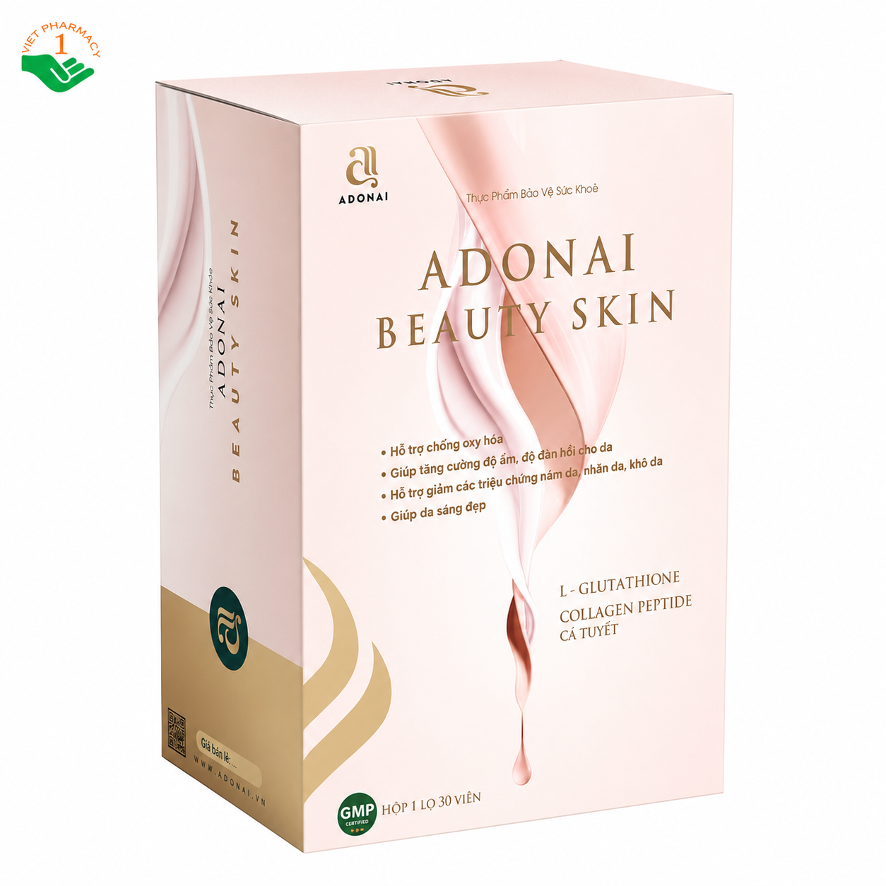 Adonai Beauty Skin hỗ trợ ngăn ngừa lão hóa, giúp da sáng tự nhiên (Hộp 60 viên)