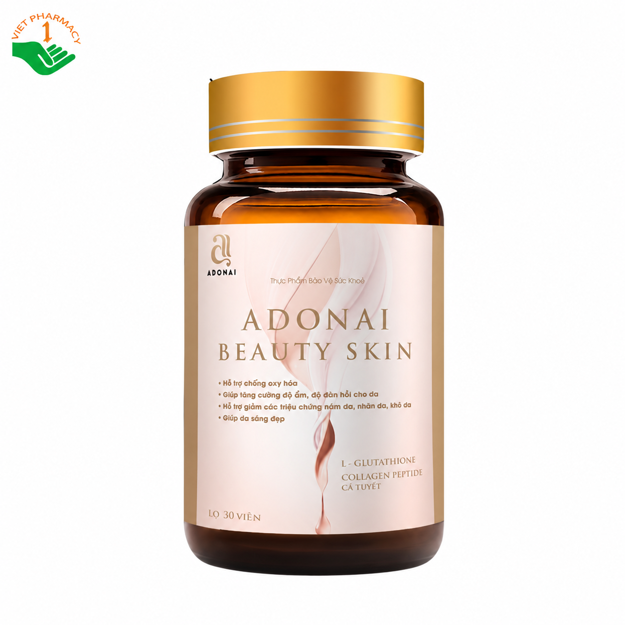 Adonai Beauty Skin hỗ trợ ngăn ngừa lão hóa, giúp da sáng tự nhiên (Hộp 60 viên)