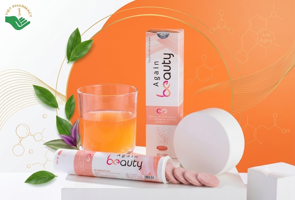 Again Beauty hỗ trợ chống oxy hoá, làm chậm quá trình lão hoá da, giảm nám, sạm, giúp da sáng mịn (Lọ 20 viên)