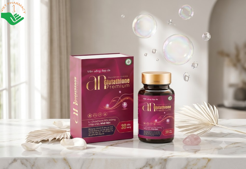 An Glutathion Premium Anfas làm giảm tình trạng nám da, tàn nhang, khô da, giúp da sáng đẹp, đều màu (Hộp 30 viên)