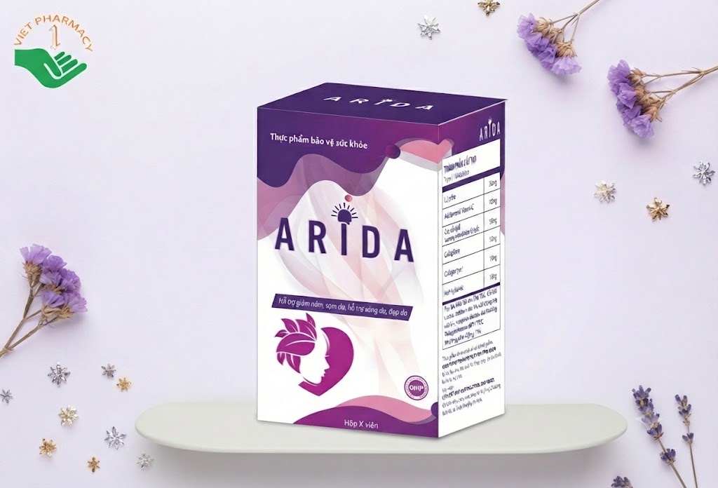 Arida Viheco hỗ trợ giảm nám, làm sáng đẹp da (Hộp 20 viên)
