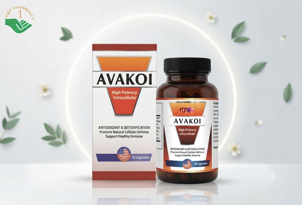 Avakoi hỗ trợ chống lại các gốc tự do và tăng cường miễn dịch, giảm gãy rụng tóc, móng tay (Hộp 30 viên)