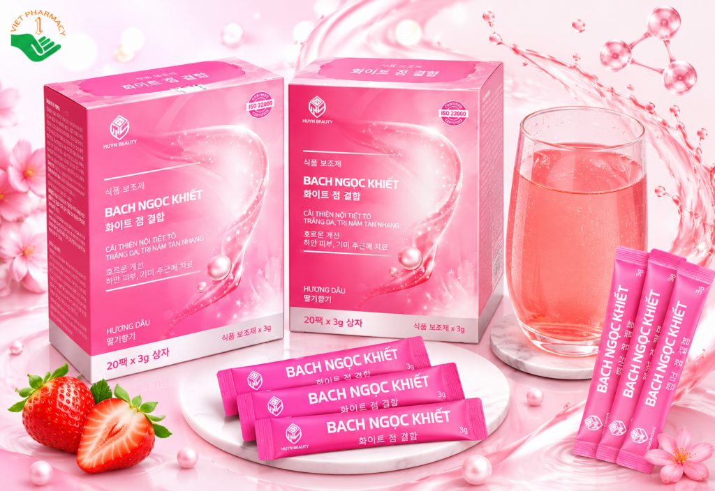 Bạch Ngọc Khiết bổ sung dinh dưỡng, tăng độ đàn hồi, giúp da sáng đẹp (Hộp 20 gói x 3g)