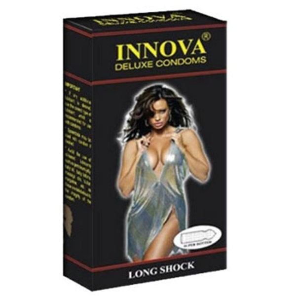 Bao cao su Innova đen Long Shock hỗ trợ phòng tránh thai ngoài ý muốn (Hộp 12 cái)