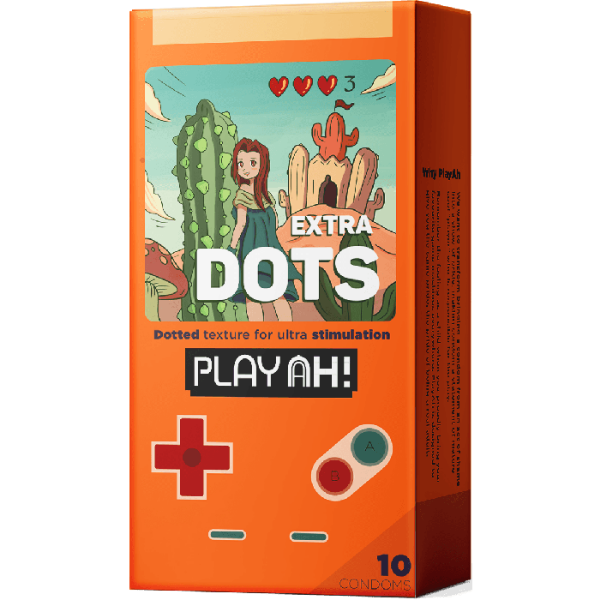 Bao cao su PlayAh Extra Dots gân gai chấm nổi 3D (Hộp 10 bao)