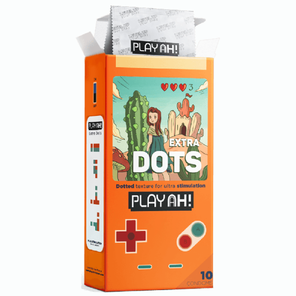 Bao cao su PlayAh Extra Dots gân gai chấm nổi 3D (Hộp 10 bao)