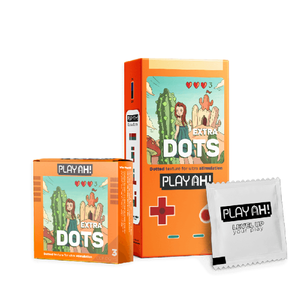 Bao cao su PlayAh Extra Dots gân gai chấm nổi 3D (Hộp 10 bao)